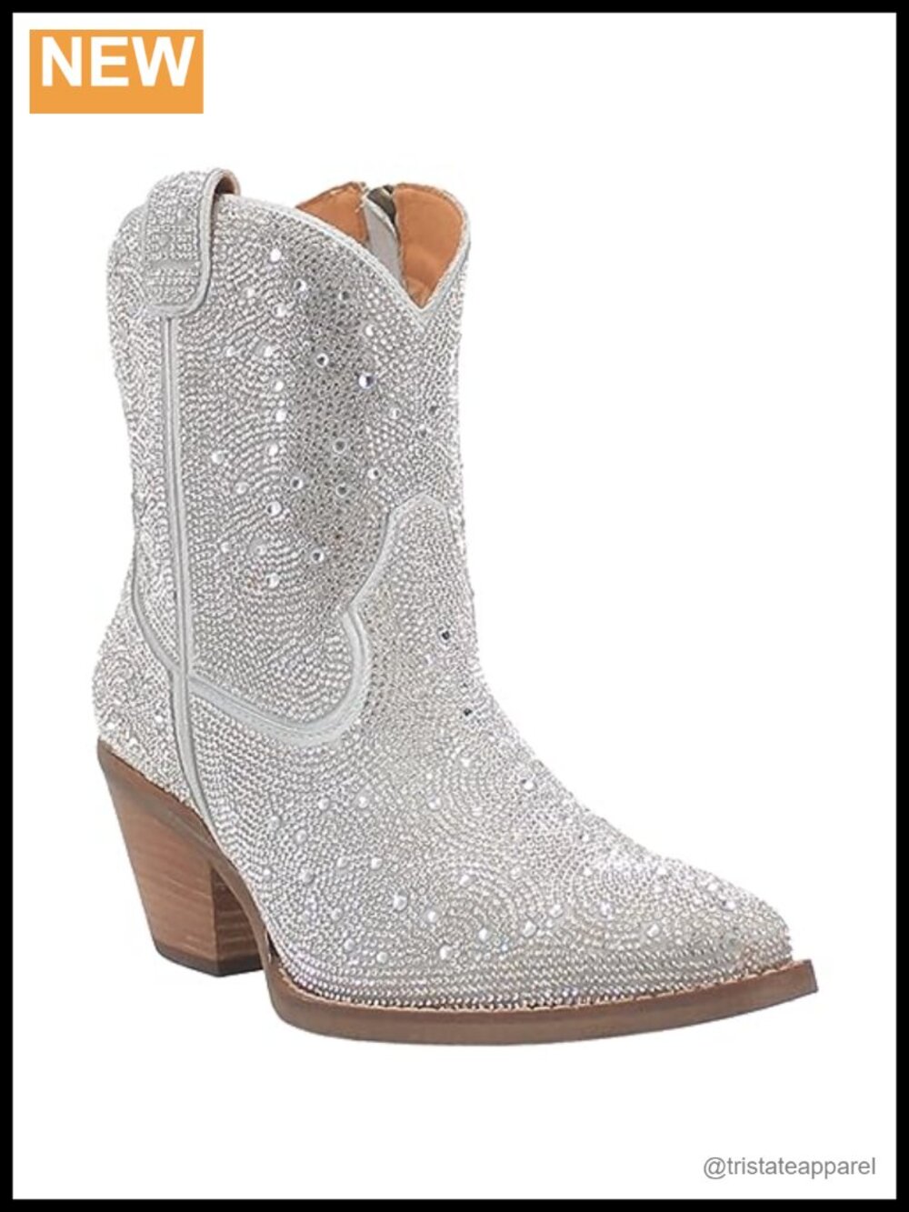 Rhinestone Cowgirl Ankle Boots with Leather Shaft and Zipper Closure
